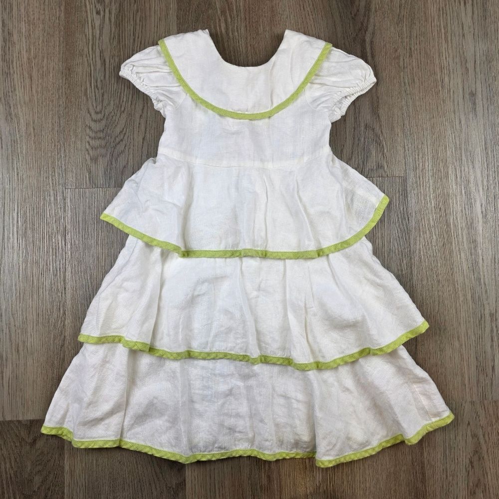 Jack & Teddy 100% Linen Ruffle Dress Size 4